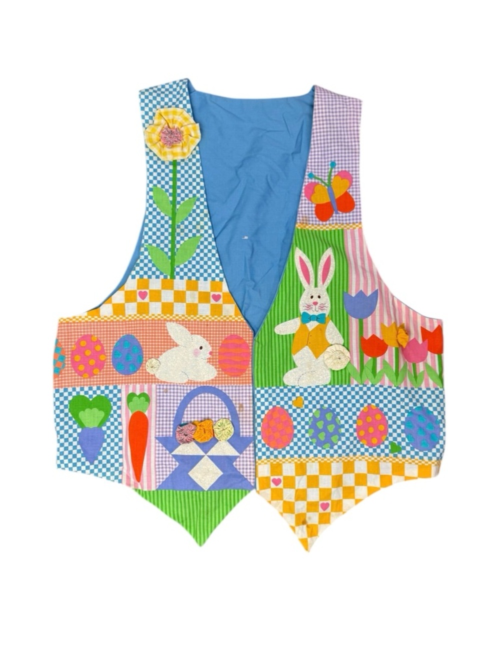 Vintage Easter Patchwork Vest Homemade With Appli… - image 2
